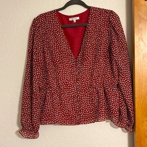 Madewell long sleeve semi crop blouse